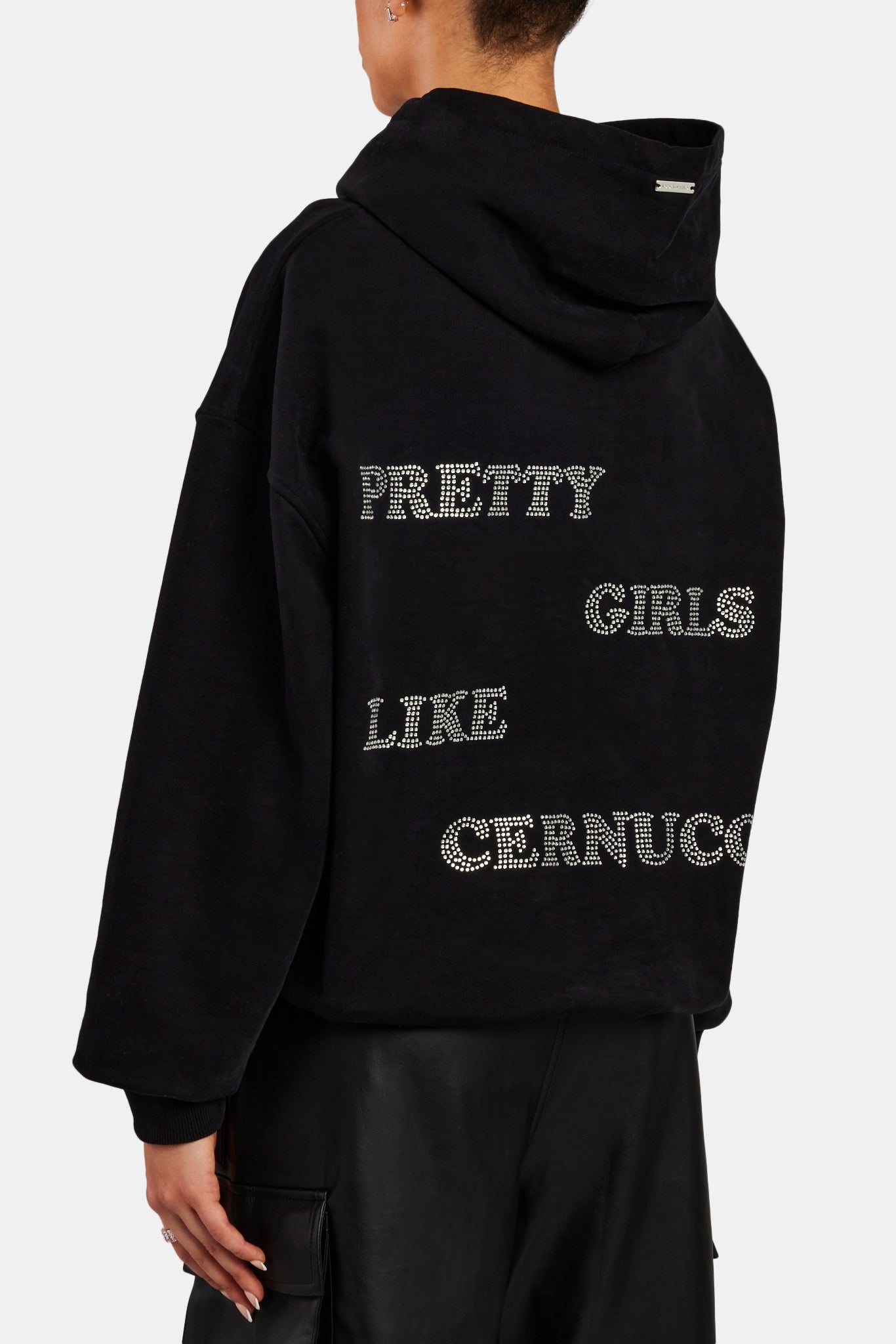 Pretty Girls Rhinestone Hoodie - Black